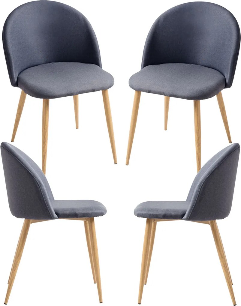 Set 4 Vint Stoffen Stoelen