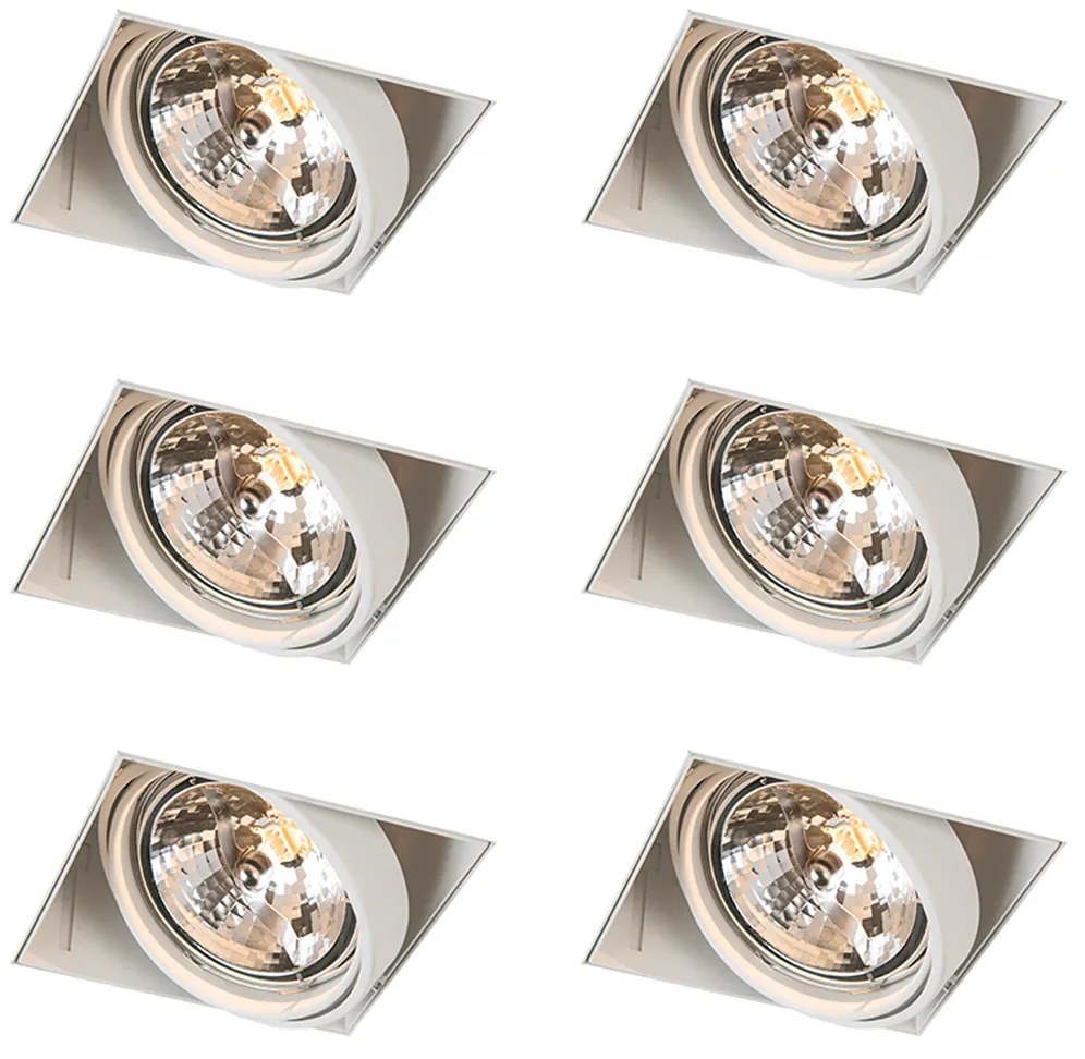 Set van 6 Inbouwspot wit AR111 draai- en kantelbaar trimless - Oneon