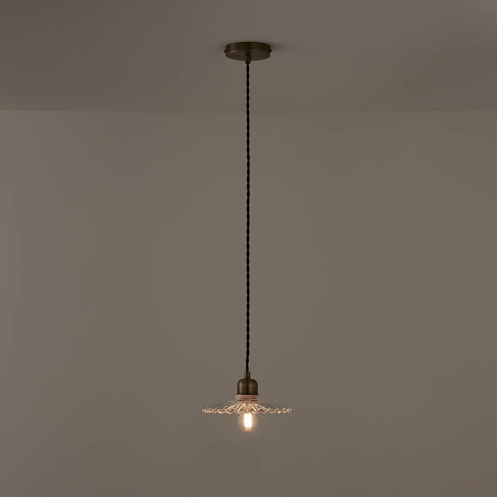 Hanglamp in messing en geribbeld glas Ø20 cm, Iloa