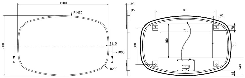Hotbath &More Contour spiegel deens ovaal 80x120cm RVS
