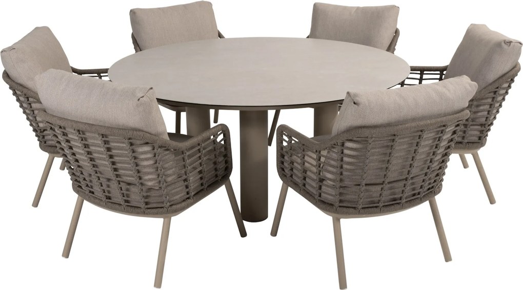 Puglia Donato low dining tuinset 160xH69 cm 7 delig keramiek latte Taste 4SO