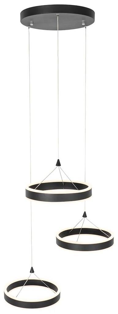 Hanglamp zwart rond incl. LED 3-staps dimbaar 3-lichts - Lyani