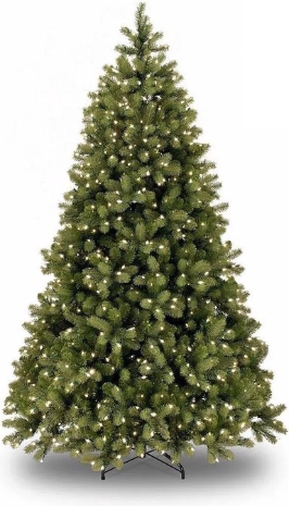 Bayberry kunstkerstboom - 213 cm - groen - Diameter 140 cm - 1.539 tips - 550 ledlampjes - metalen voet
