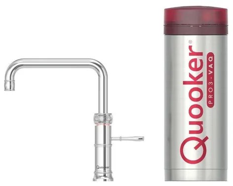 Quooker Classic Fusion Square kokendwaterkraan - draaibare uitloop - PRO3 reservoir - Warm / kokend water - Chroom 3CFSCHR