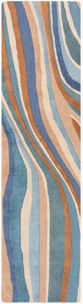 Handgetufte hoog-laag wollen loper Abstract Flow