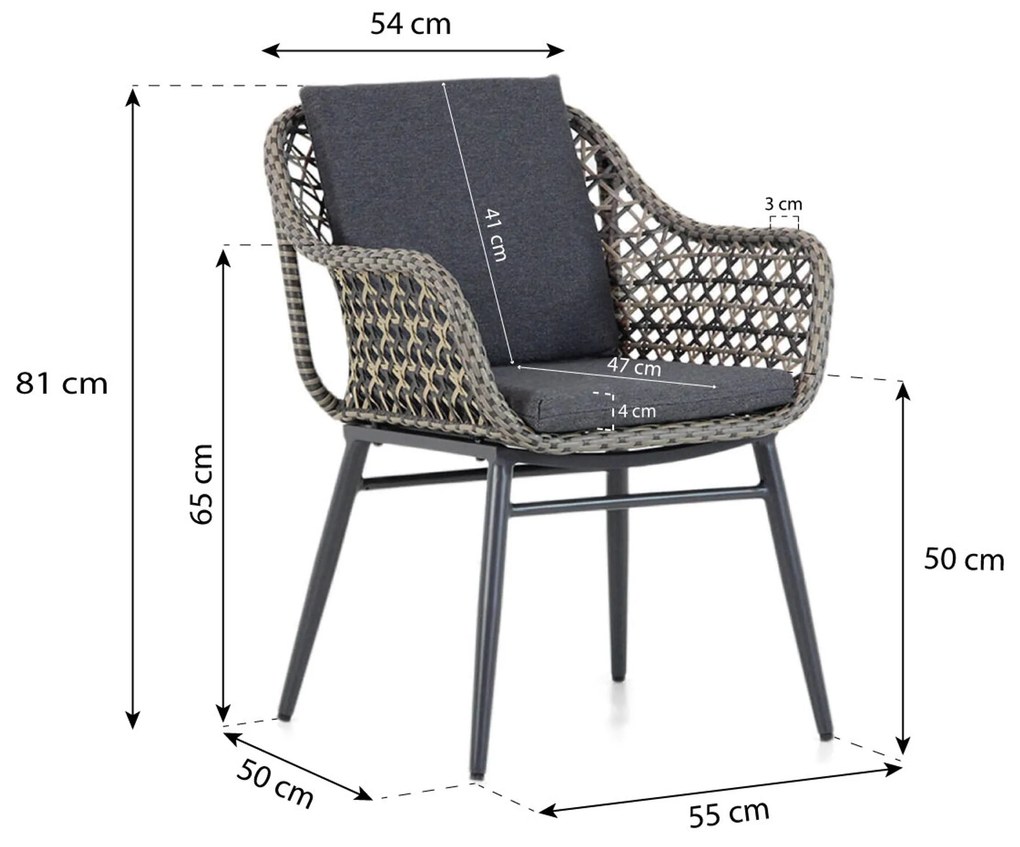 Tuinset 4 personen 180 cm Wicker Grijs Lifestyle Garden Furniture Dolphin/Palta