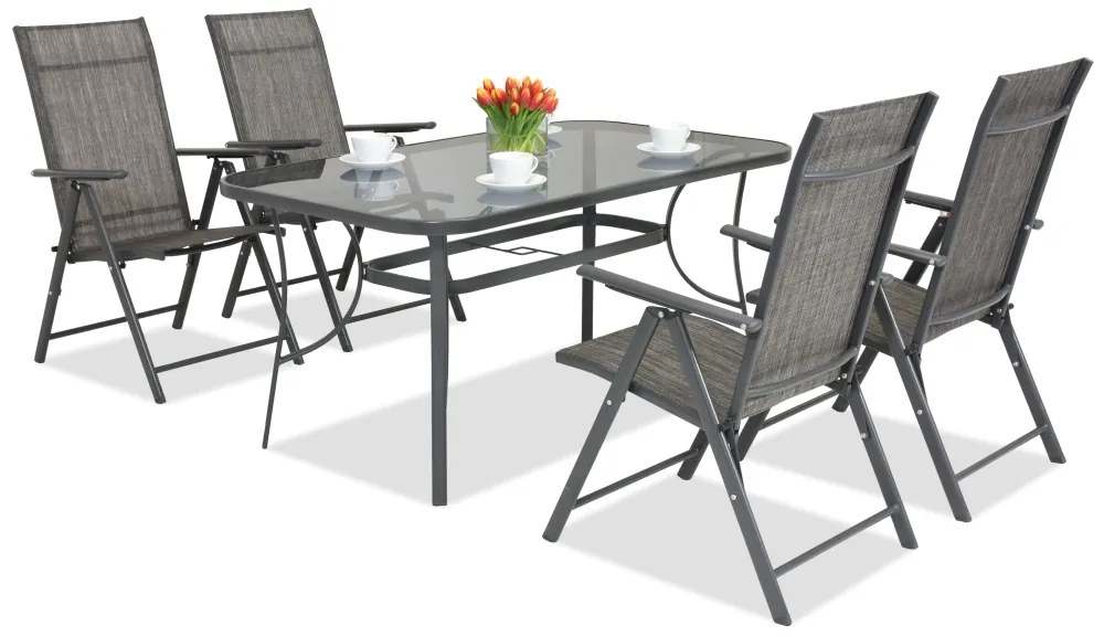 Metalen tuinmeubelen Modena/Rosario voor 4 personen Garden Point antraciet