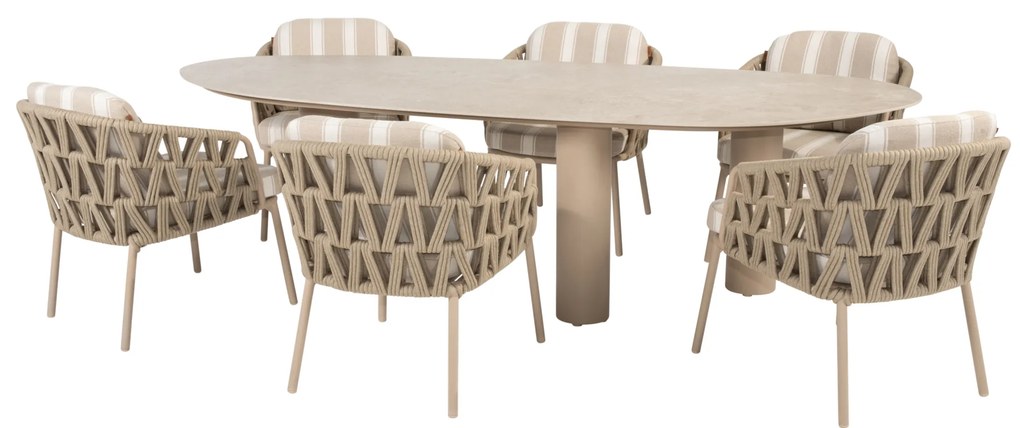 Estate Beverly dining tuinset 240x105xH75 cm mango 7 delig keramiek latte 4 Seasons Outdoor