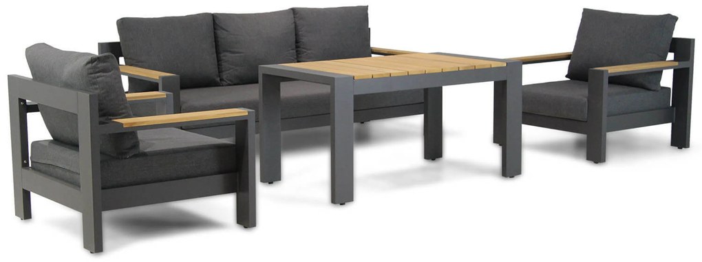Stoel en Bank Loungeset 5 personen Aluminium/Aluminium/teak Grijs Lifestyle Garden Furniture Milano