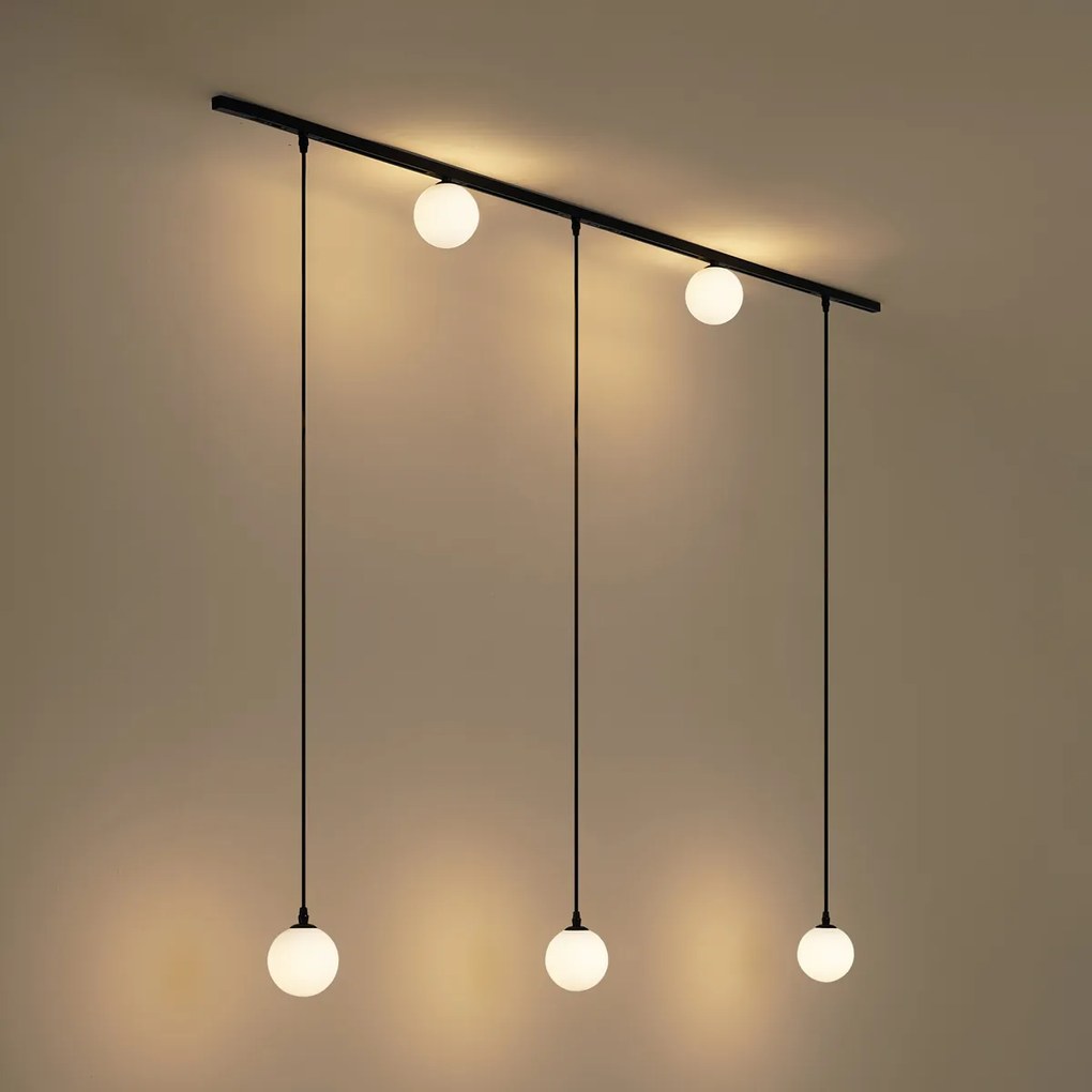 Modern railsysteem zwart met 2 spots en 3 hanglampen 1-fase - Slimline Eira