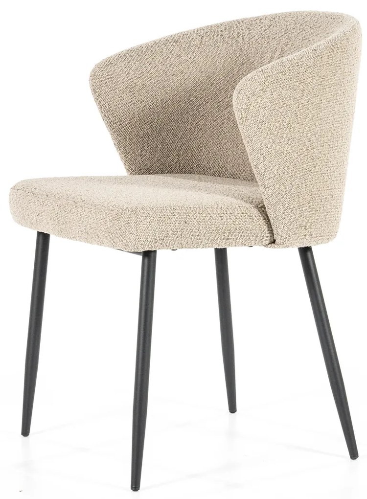 Eleonora Santos Taupe Eetstoel Boucle Met Ronde Rug