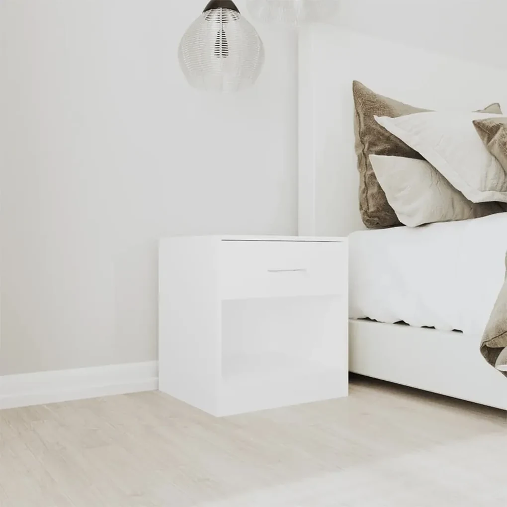 vidaXL Nachtkastje met 1 lade wit 2 st