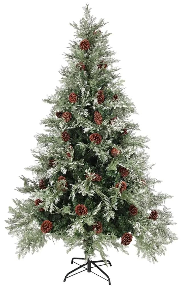 vidaXL Kerstboom met LED's en dennenappels 120 cm PVC en PE groen wit