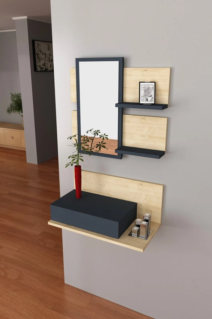 Set van 3 wandplanken Ferrol met spiegel | Hannah Home