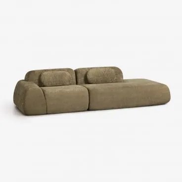 Modulaire Hoekbank Van 2 Delen Met Rechter Divan In Vacuüm Verpakte Chenille Merida Chenille Dik Saliegroen - Sklum