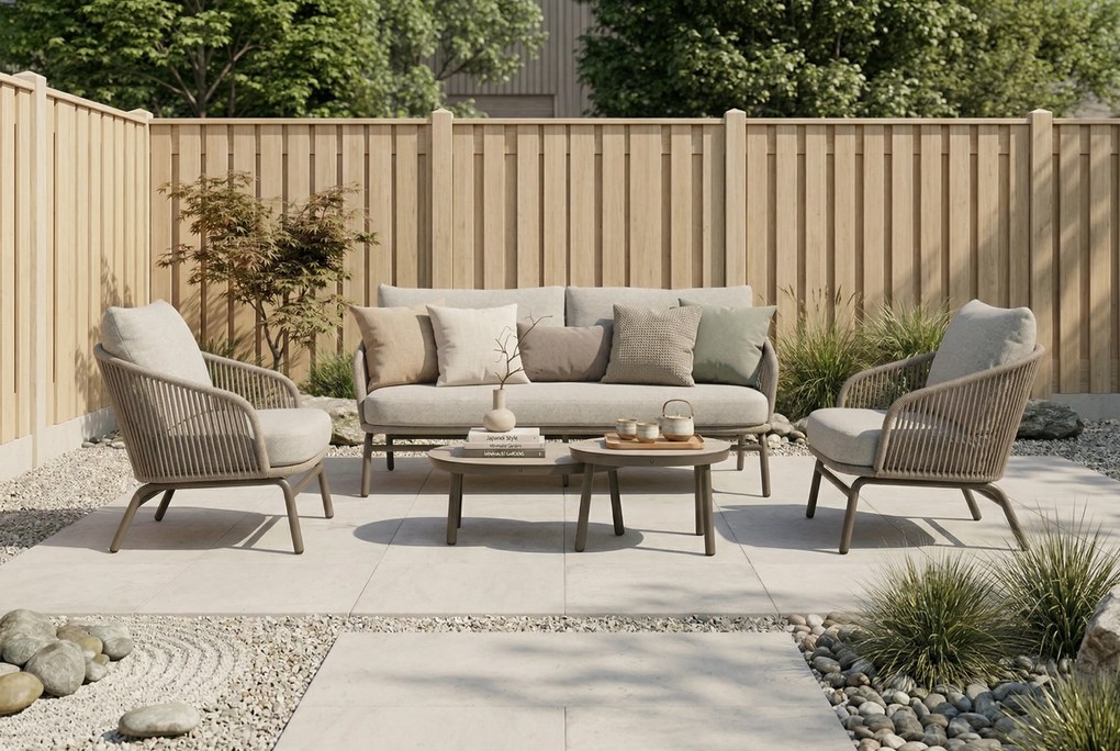 Stoel en Bank Loungeset 4 personen Rope Taupe  Coco Livo