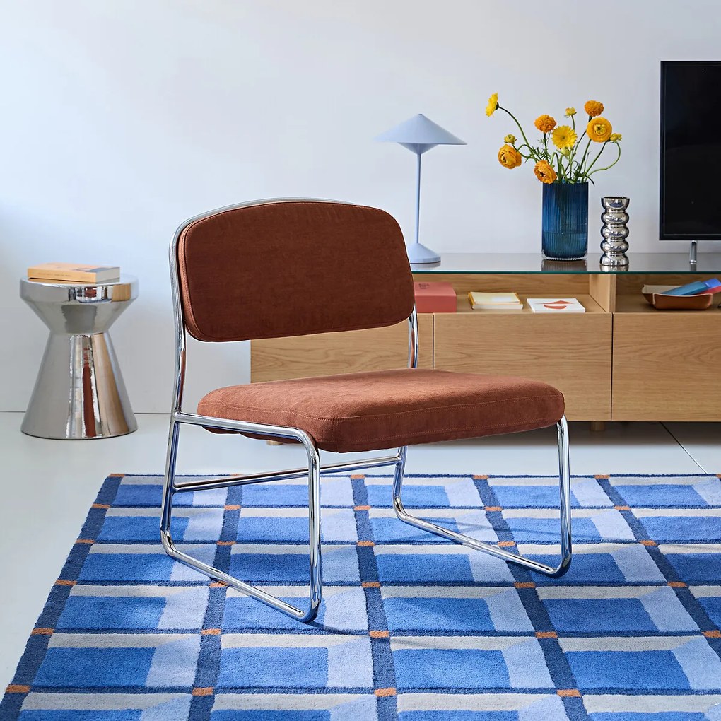 Fauteuil van chroom en stof, Celestina