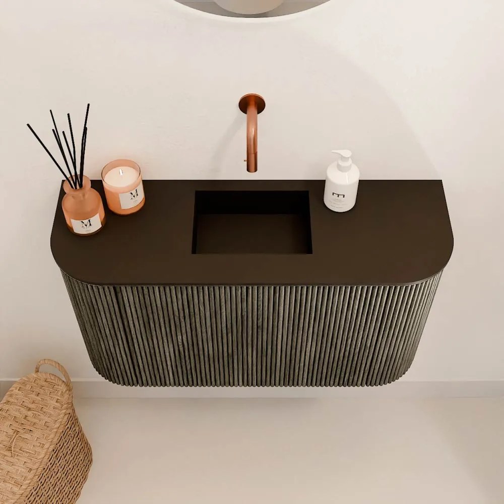 Mondiaz Joya 75cm toiletmeubel ronding links/rechts shadow met wastafel faye midden zonder kraangat urban