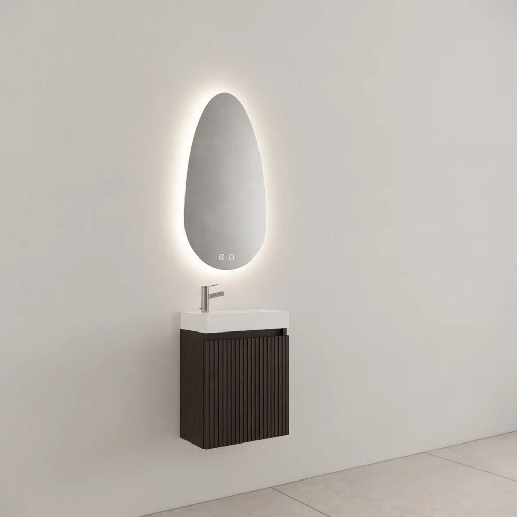 Gliss Design Timotheus toiletmeubel met ribbelfront 40cm charcoal met keramische fontein