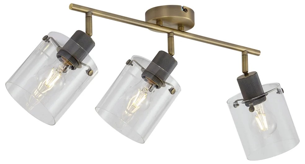 Design plafondspot brons met helder glas 3-lichts - Domo