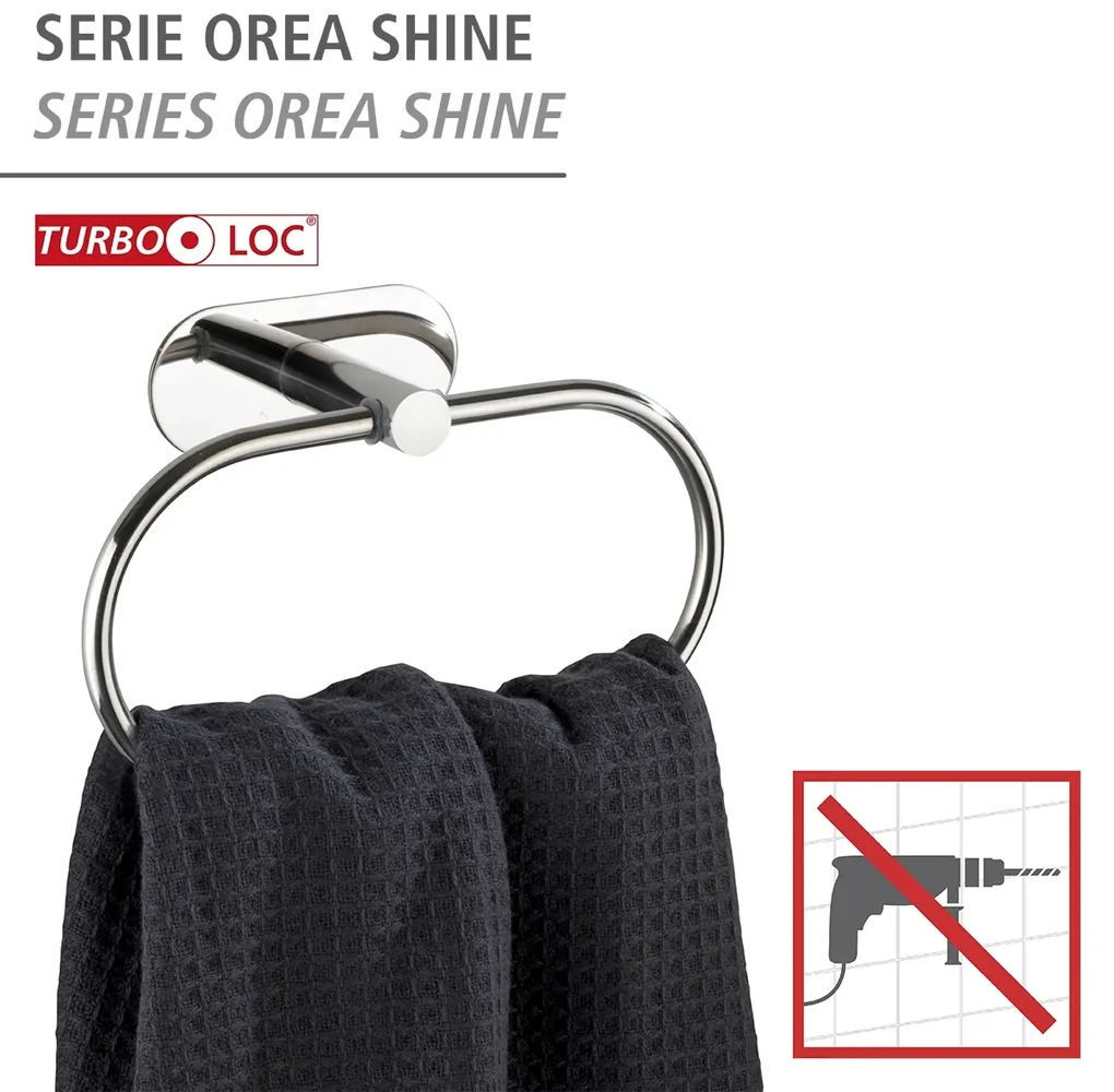 Wenko Orea turbo-loc handdoekring RVS glans
