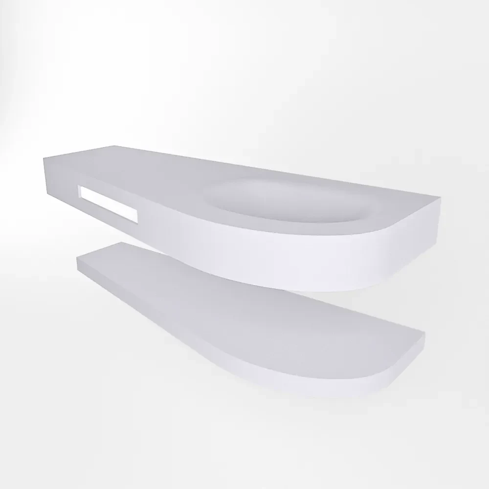 Mondiaz Riva 120cm wastafel met planchet Cale en wastafel rechts 1 kraangaten Cale