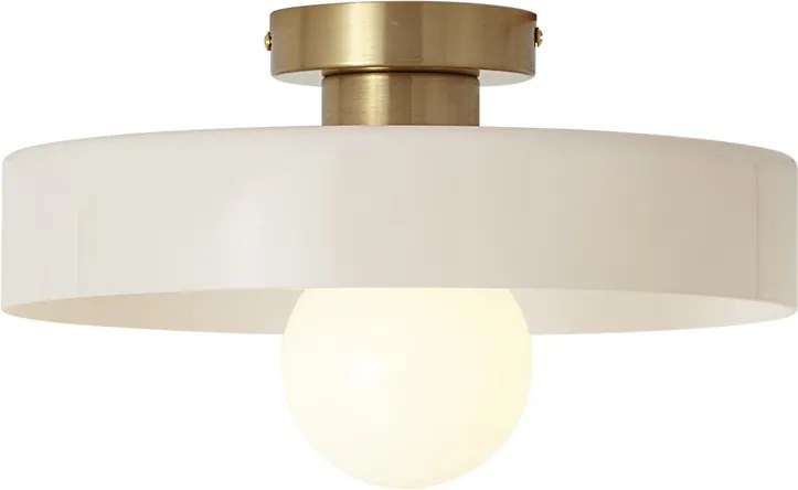 Retro plafondlamp brons met beige glas - Jina