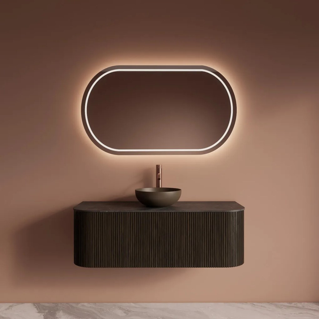 Gliss Design Alluro badmeubel ribbelfront met ronding links/rechts 120cm charcoal en zwart leisteen toppaneel
