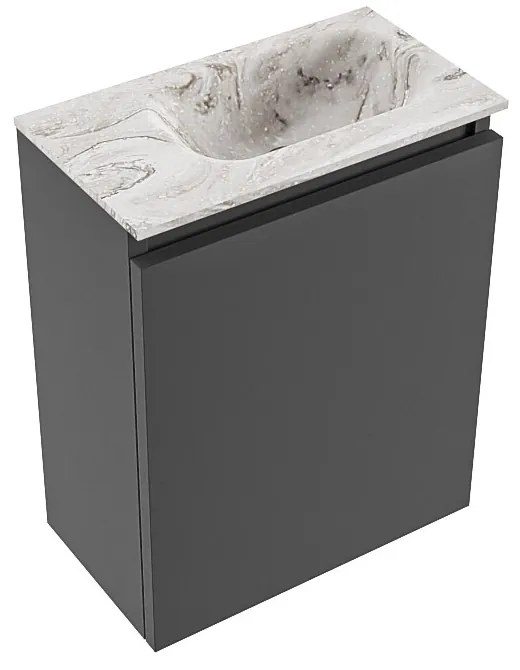 Mondiaz Ture DLux toiletmeubel 40cm dark grey met wastafel glace rechts zonder kraangat