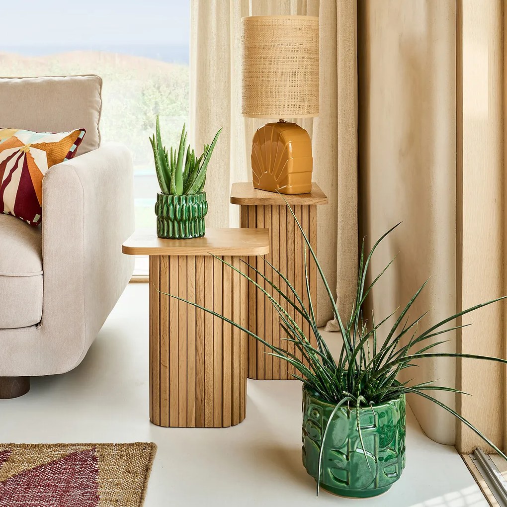 Bloempot van reliëfkeramiek, diameter 21 cm, KYRIA