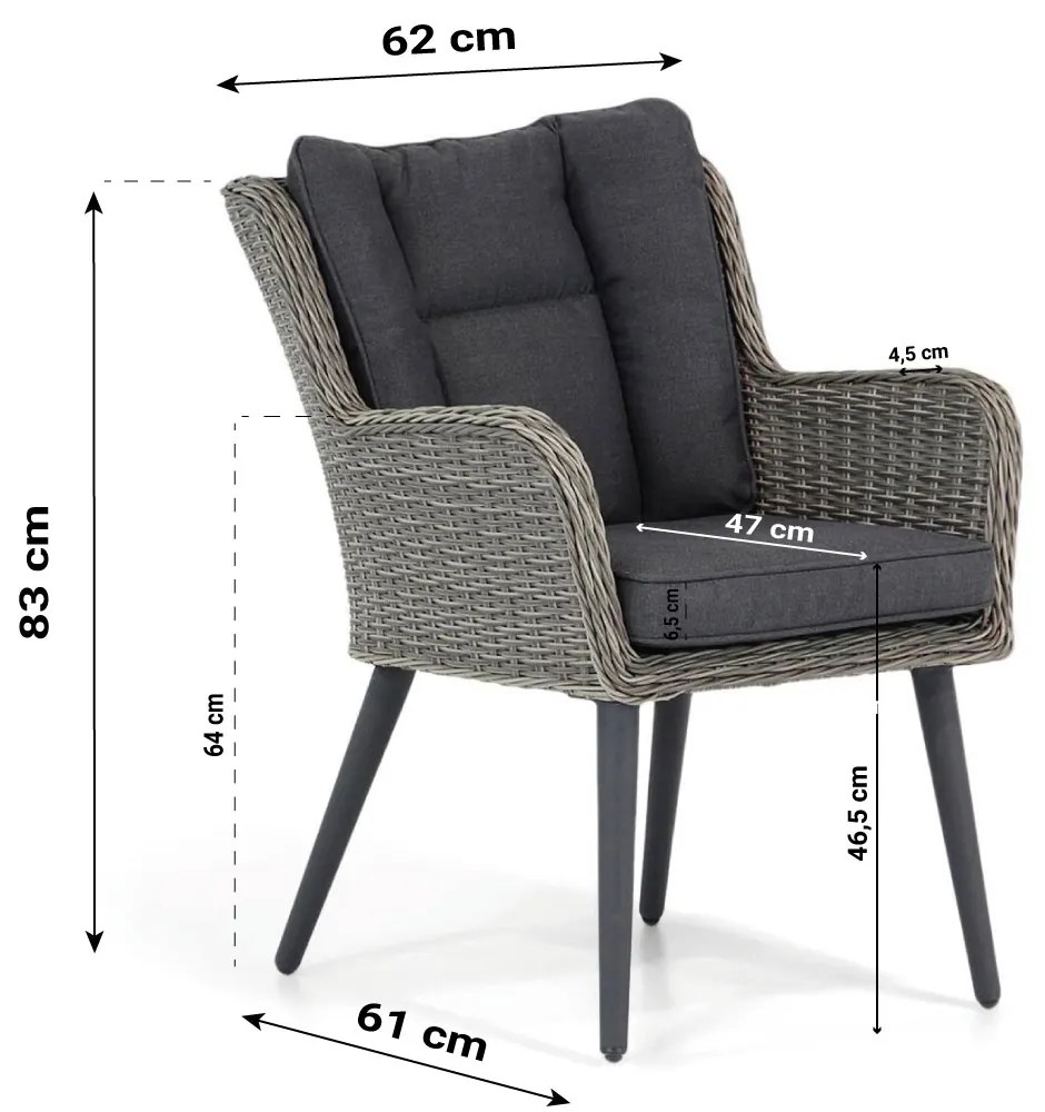 Bistroset 2 personen 70 cm Aluminium/wicker Grijs Garden Collections Boston/Como