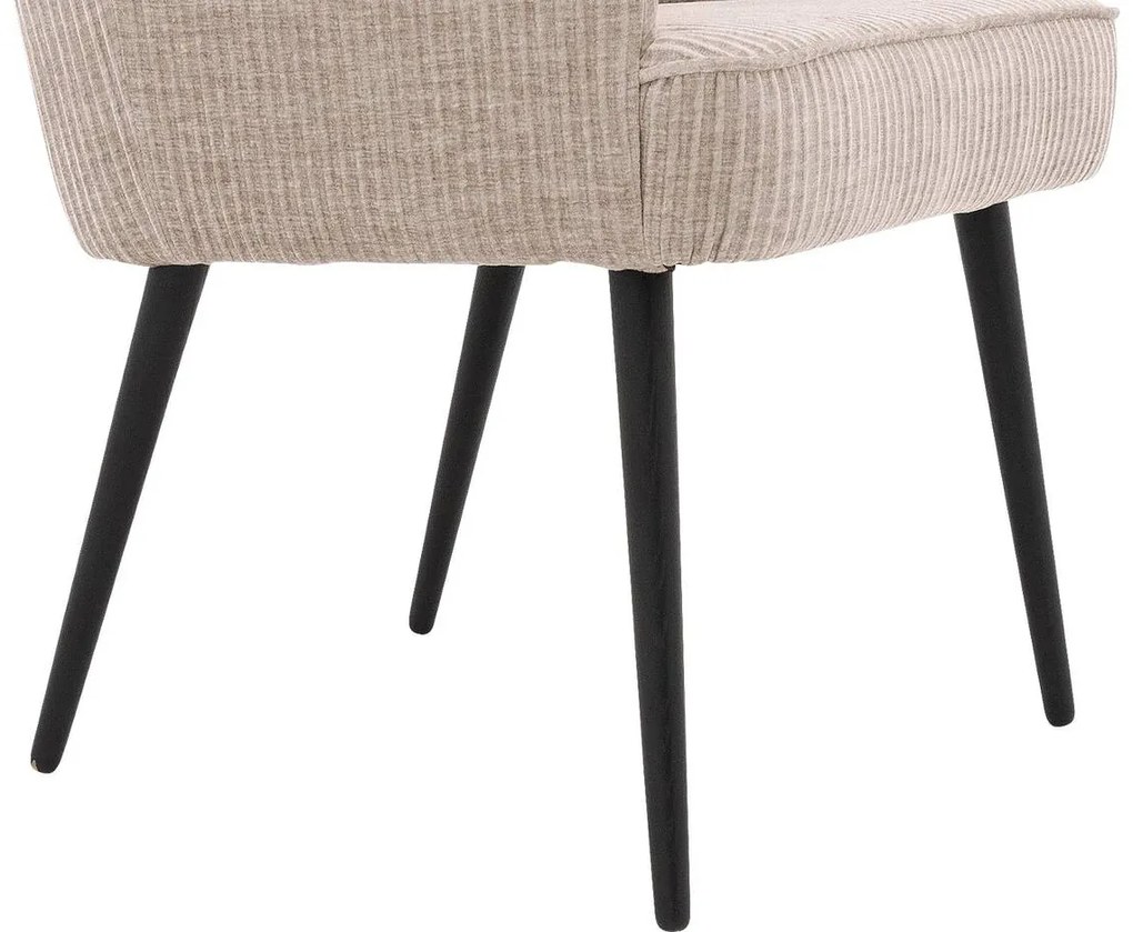 Goossens Eetkamerstoel Rob beige stof met armleuning, urban industrieel