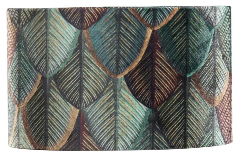 Velours lampenkap blad dessin met gouden binnenkant ovaal 25/16/15