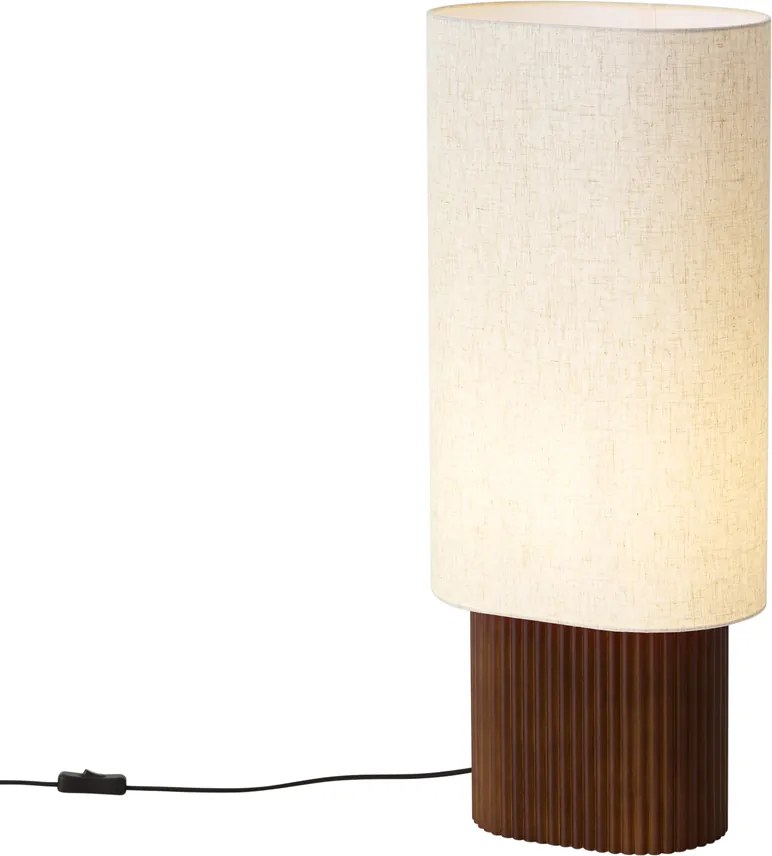 Japandi vloerlamp walnoot hout met stoffen kap 70cm - Lamel
