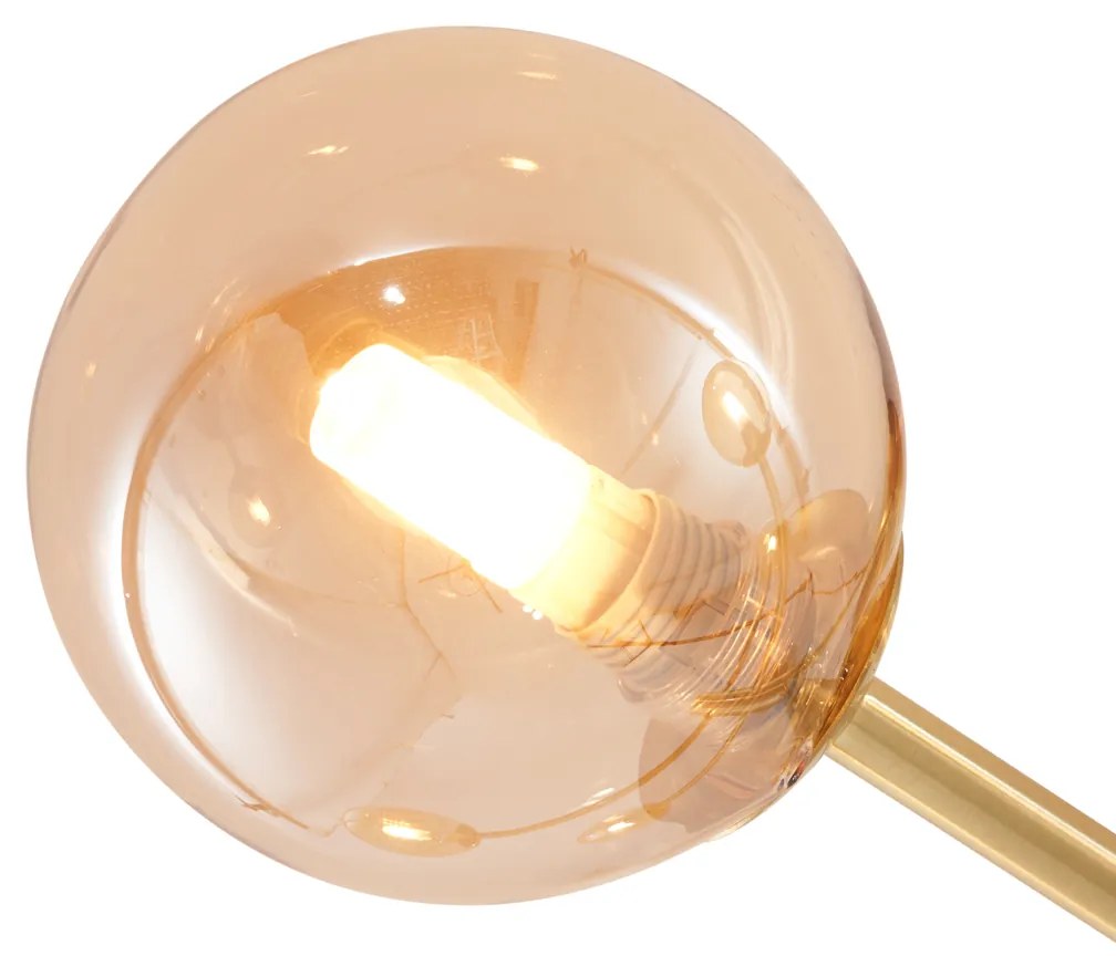 Moderne plafondlamp messing met amber glas 6-lichts - Ryan Modern G9 bol / globe / rond Binnenverlichting Lamp