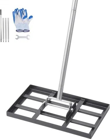 VEVOR Gazonhark, egalisatiehark met 198 cm steel, 431 x 254 mm voetplaat, roestbestendige egalisatiehark van koolstofstaal, 5 hoogtes verstelbaar, gazonnivelleringsgereedschap voor tuin en golfbaan