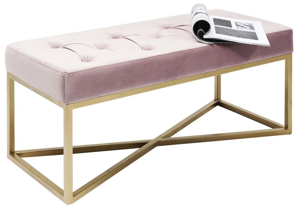 Kare Design Crossover Fluwelen Halbankje Roze 90 Cm