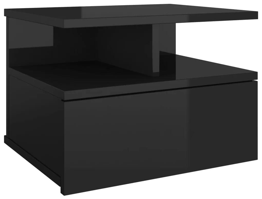 vidaXL Nachtkastje zwevend 40x31x27 cm bewerkt hout hoogglans zwart