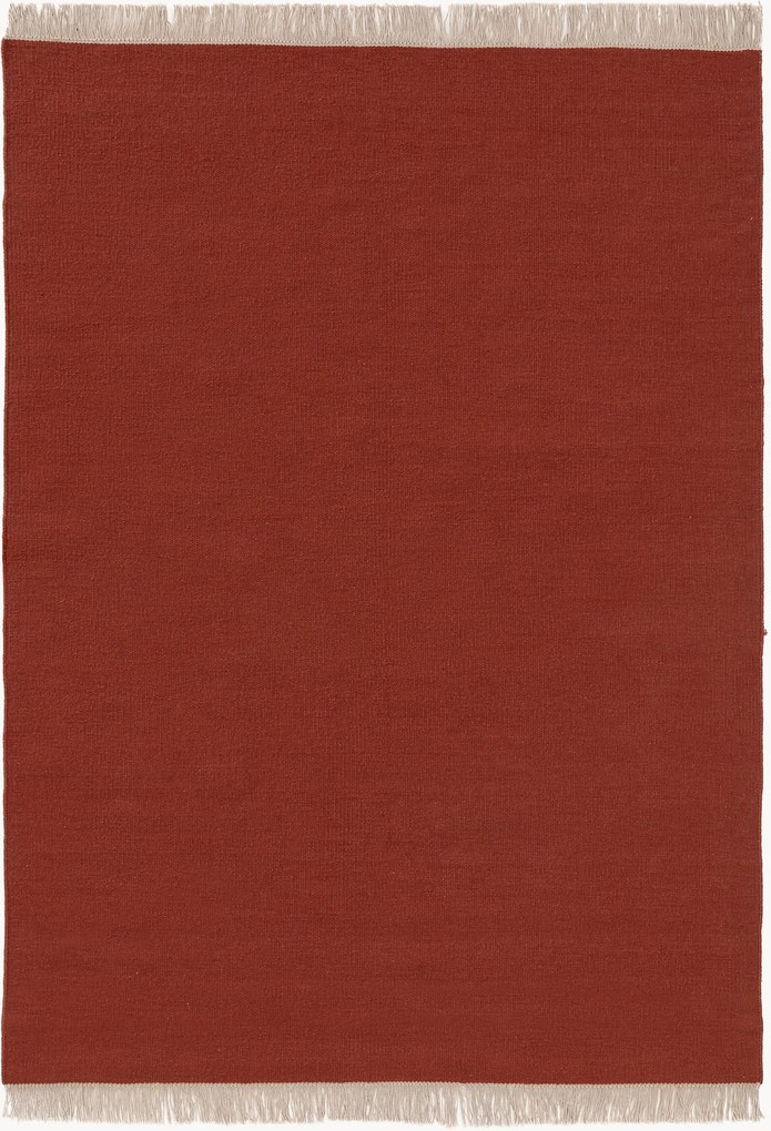 Handgeweven wollen vloerkleed Liv met franjes