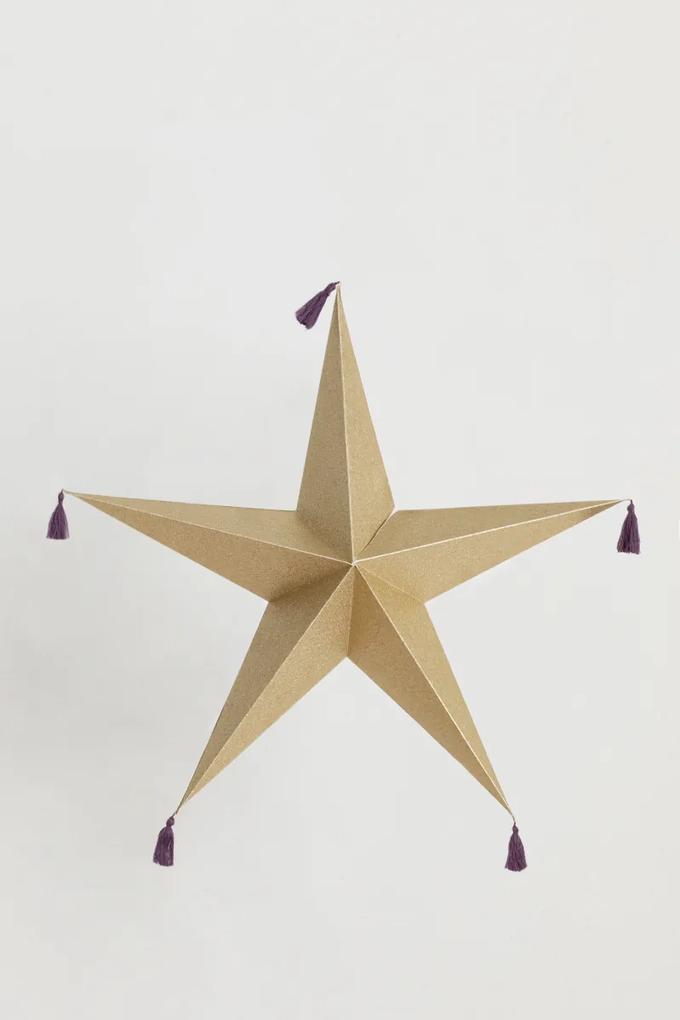 Gouden glitter ster met tassels (60 cm)