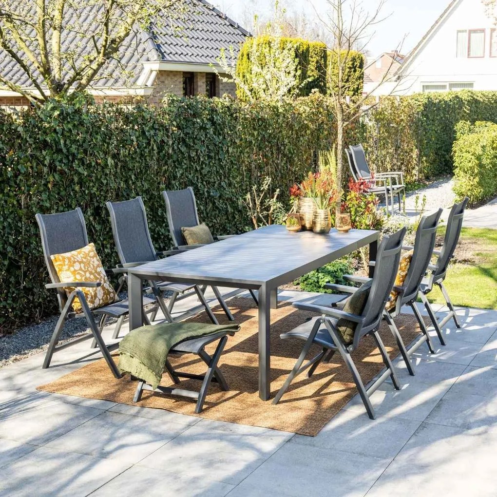 Garden Impressions Hilly tuinstoel verstelbaar donker grijs - 2 stuks