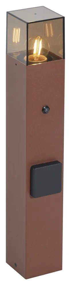 Industriele / Industrie / Industrial buiten paaltje roestbruin met smoke glas 50cm met schemersensor - Denmark Industriele / Industrie / Industrial E27 IP44 Buitenverlichting
