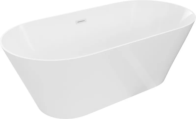 Mexen Luna Slim vrijstaande badkuip 170 x 75 cm, wit, witte overloop - 52041707500-20