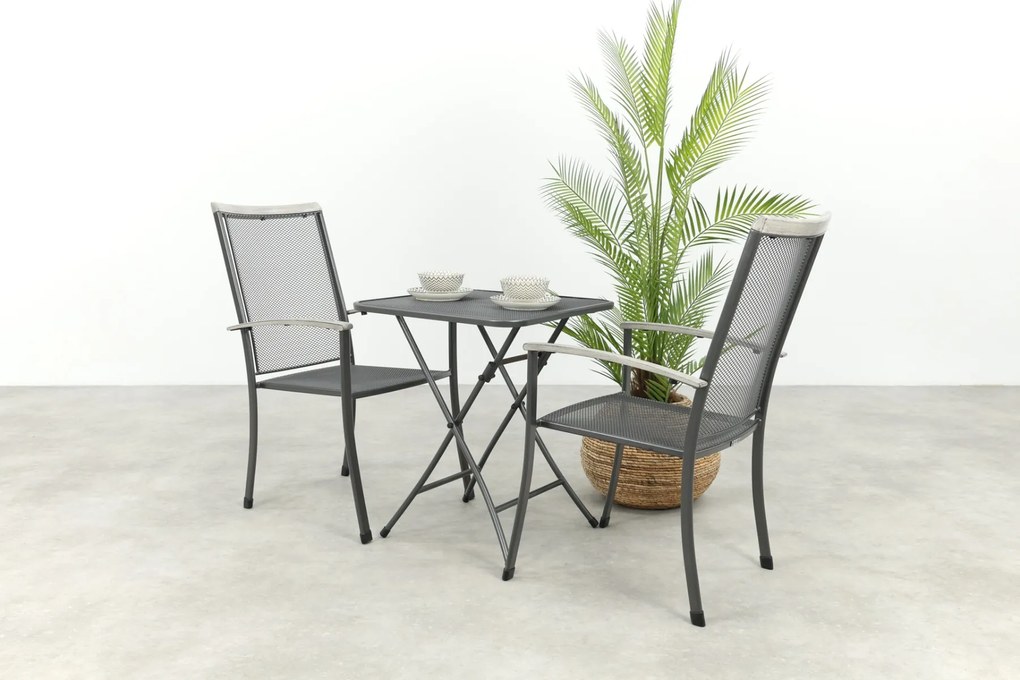 Royal Garden Balero stapelbare balkonset 3-delig strekmetaal 60x60 cm.