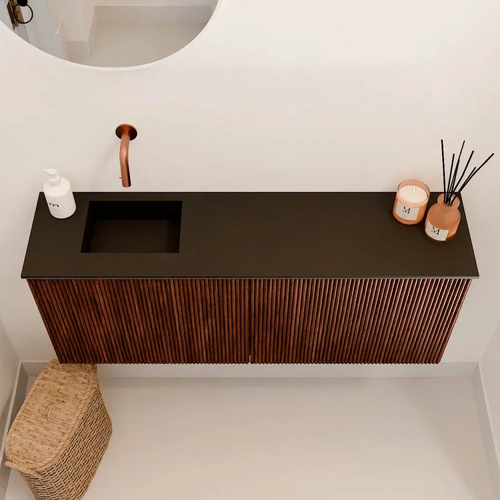 Mondiaz Joya 100cm toiletmeubel ruby met wastafel faye links zonder kraangat urban