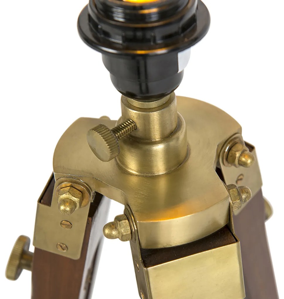 Vloerlamp messing met kap lichtgrijs 50 cm tripod - Cortin