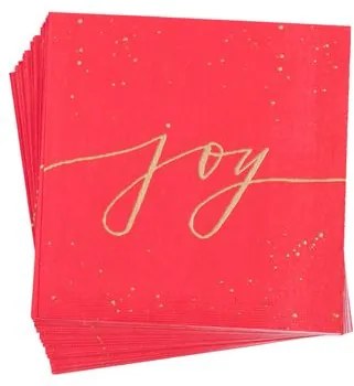JOY RED Set van 20 servetten rood, goud B 33 x L 33 cm