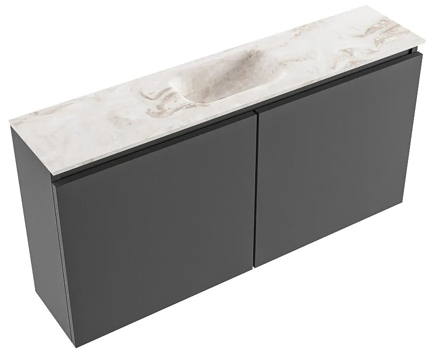 Mondiaz Ture DLux toiletmeubel 100cm dark grey met wastafel frappe midden met kraangat