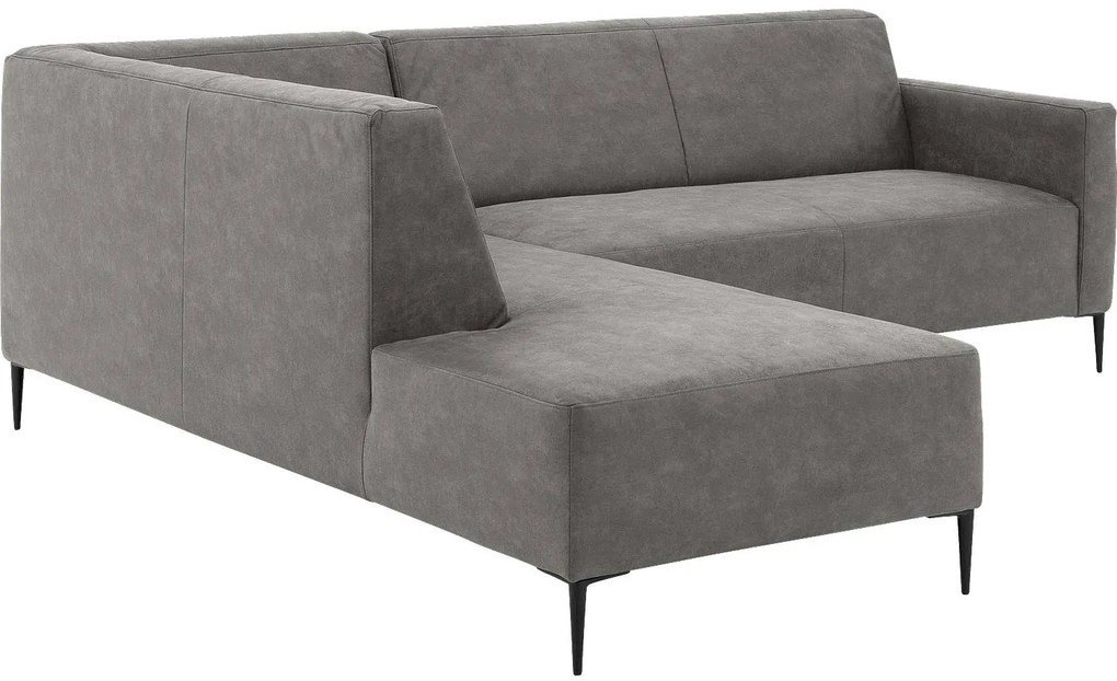 Goossens  Key West grijs, micro leer, 2,5-zits, modern design met ligelement links