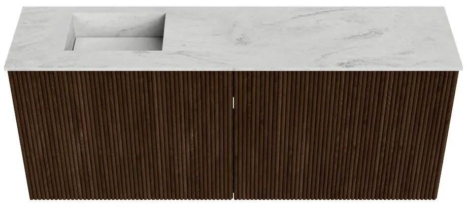 Mondiaz Joya DLux 100cm toiletmeubel walnut met wastafel faye links zonder kraangat opalo